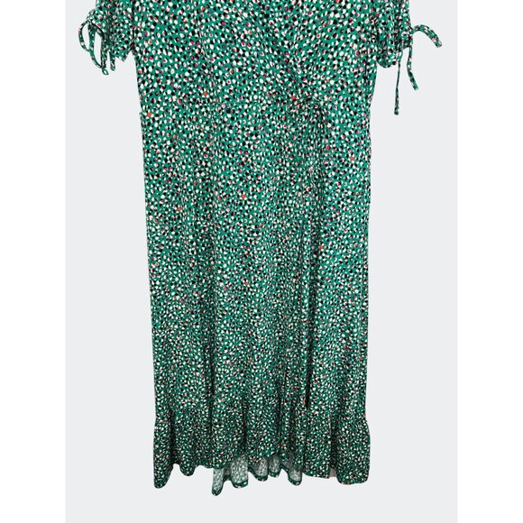 Torrid Green Printed Short Sleeve A-line Polka Dot Stretch Wrap Midi Dress 1X - Picture 9 of 15